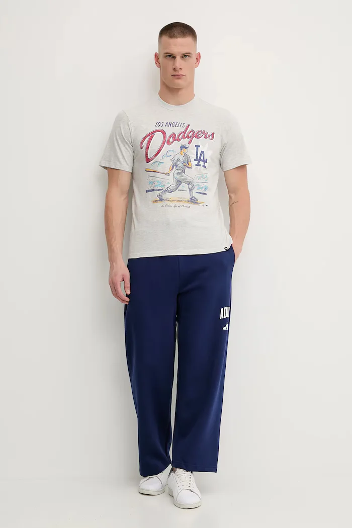 47 Brand Памучна тениска MLB Los Angeles Dodgers в сиво с принт BB012TEMECH685053CK