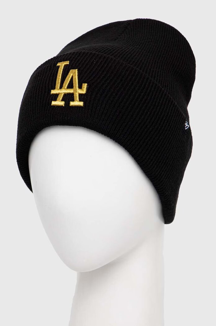 47 Brand Шапка MLB Los Angeles Dodgers в черно от плътен трикотаж
