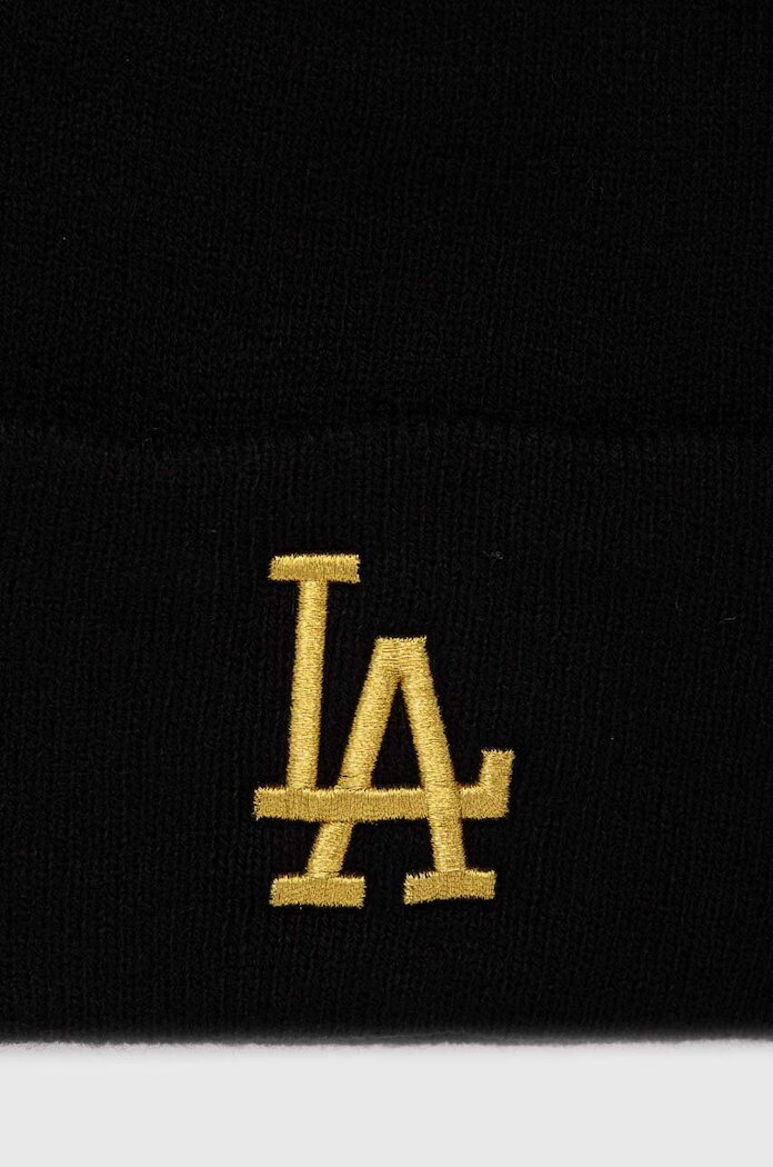 47 Brand Шапка MLB Los Angeles Dodgers в черно от плътен трикотаж