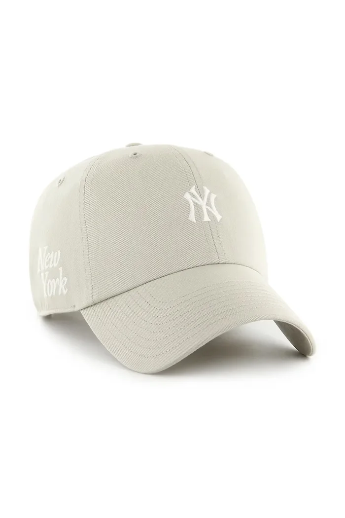 47 Brand Шапка с козирка MLB New York Yankees в сиво с изчистен дизайн B-FNDTN17GWS-F5A