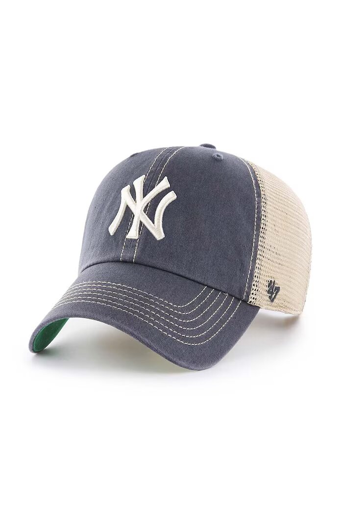 47 Brand Шапка с козирка MLB New York Yankees в тъмносиньо с десен
