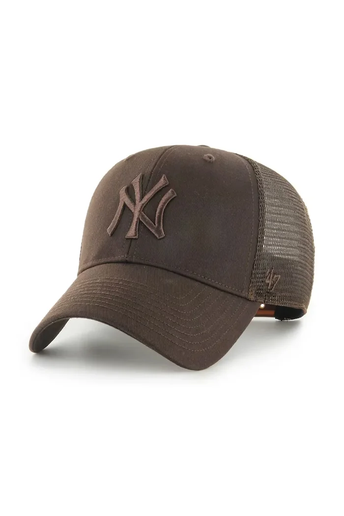 47 Brand шапка с козирка от памучна материя MLB New York Yankees кафява B-BRANS17CTP-BW