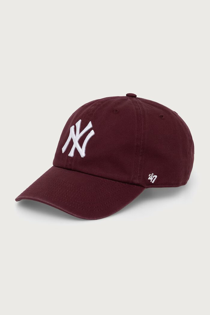 47 Brand шапка с козирка от памук MLB New York Yankees бордо B-NLRGW17GWS-KM