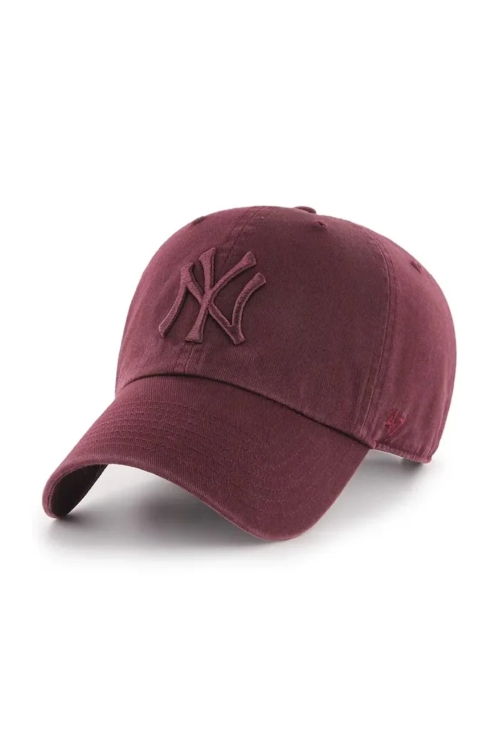 47 Brand шапка с козирка от памук MLB New York Yankees бордо B-NLRGW17GWS-KMC