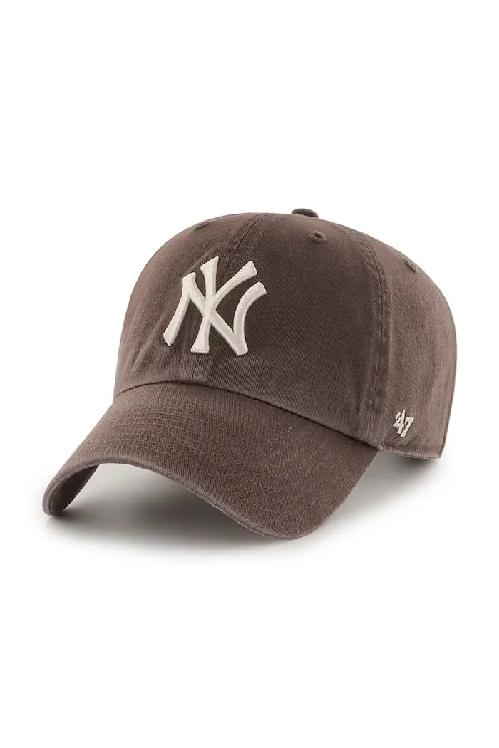 47 Brand шапка с козирка от памук MLB New York Yankees кафява B-NLRGW17GWS-BWB
