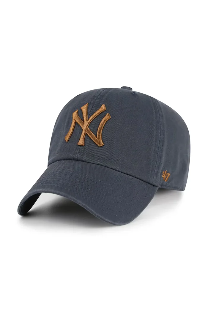 47 Brand шапка с козирка от памук MLB New York Yankees тъмносиня B-NLRGW17GWS-VNF
