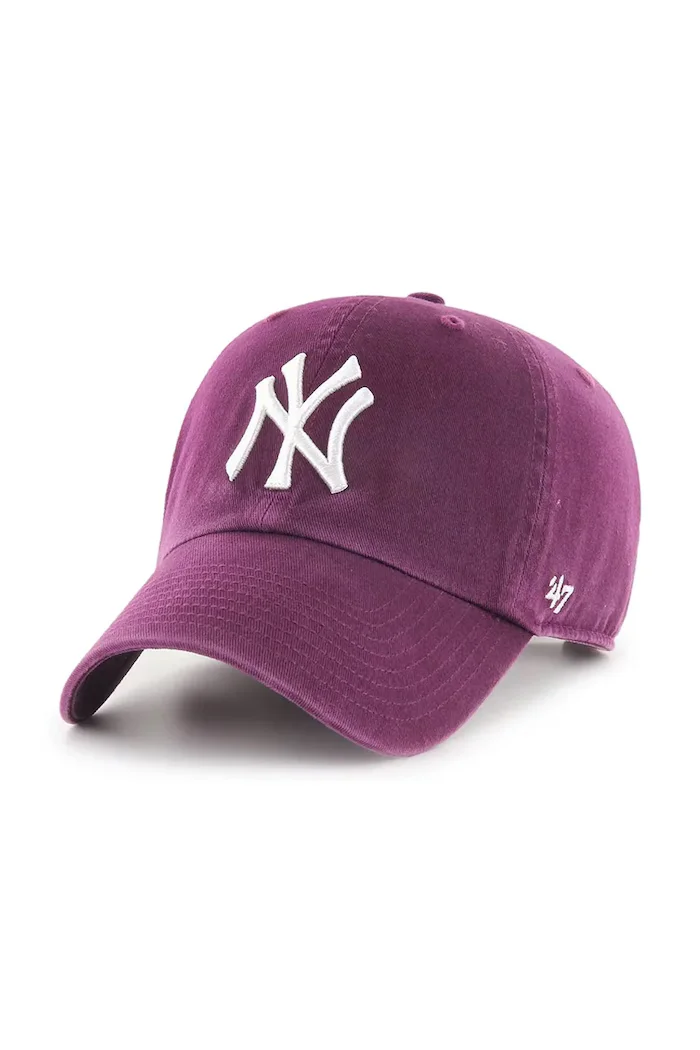 47 Brand шапка с козирка от памук MLB New York Yankees виолетова B-NLRGW17GWS-PJ