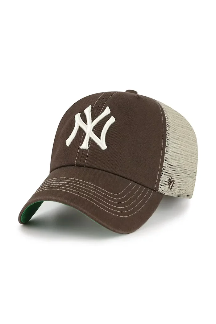 47 Brand шапка с козирка с вълна MLB New York Yankees кафява B-TRWLR17GWP-BW