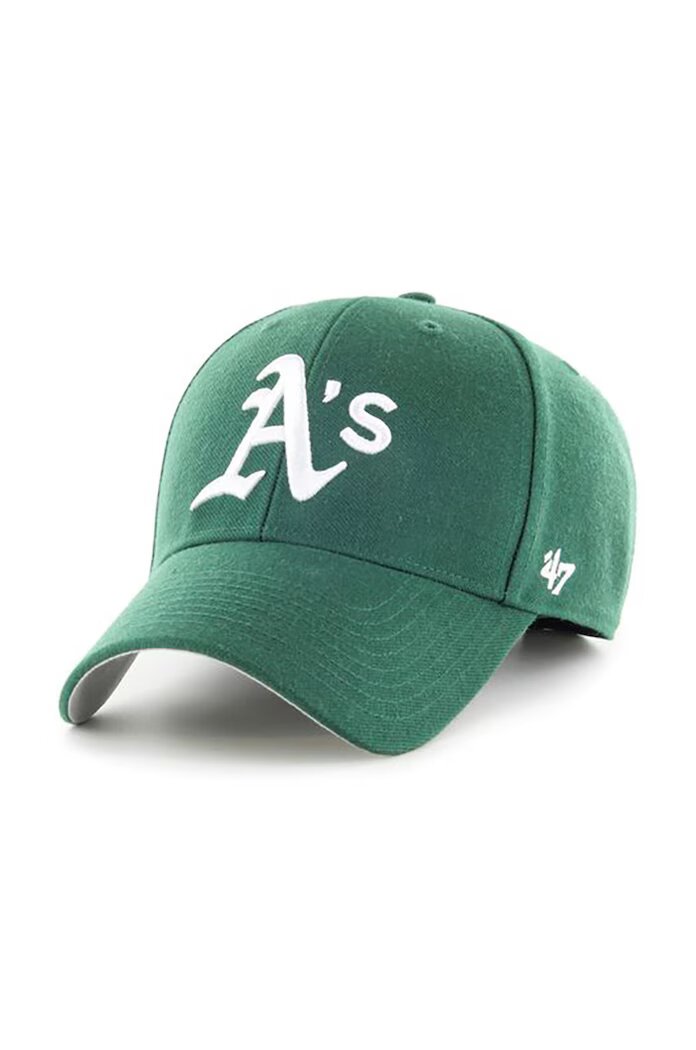 47 Brand Шапка с вълна MLB Oakland Athletics в зелено с апликация B-MVP18WBV-DGE