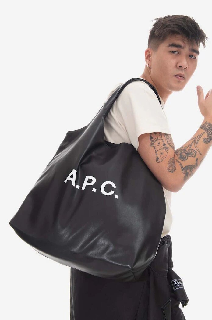 A.P.C. чанта от имитация на кожа tote ninon черна PUAAT.M61565