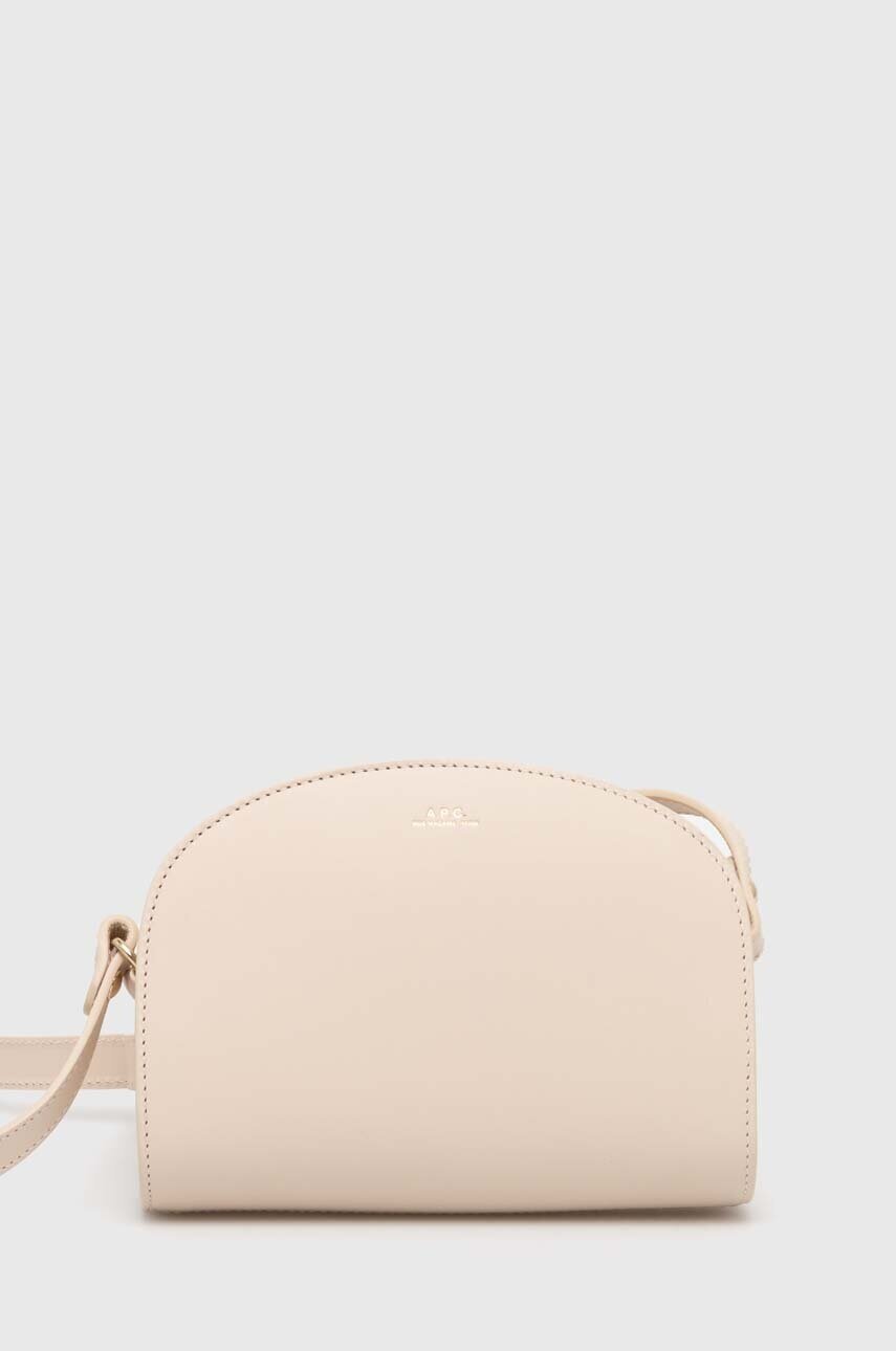 A.P.C. Кожена чанта sac demi-lune mini