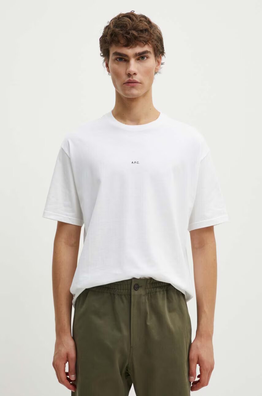A.P.C. Памучна тениска t-shirt boxy micro logo GOTS