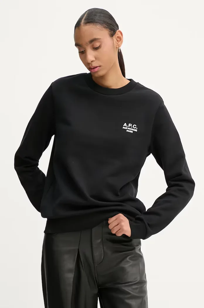 A.P.C. Суичър standard rue madame GOTS в черно с апликация COHBV.M27913