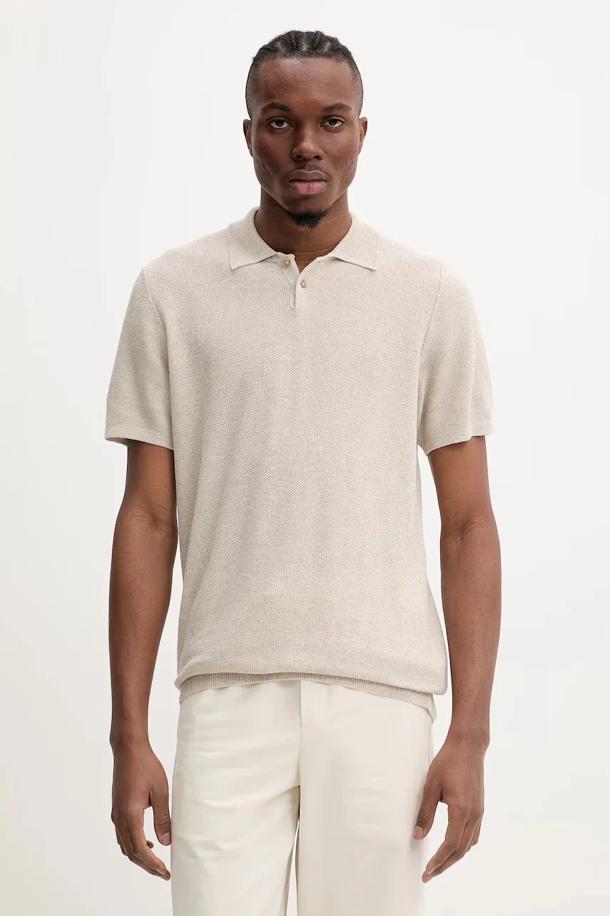 A.P.C. Тениска с яка с лен polo jay