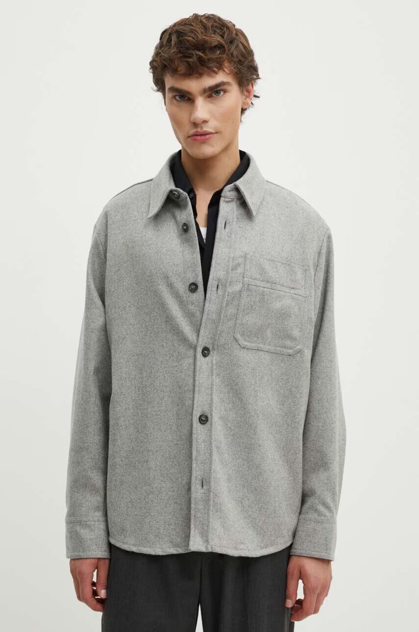 A.P.C. Вълнена риза surchemise basile brodee poitrine