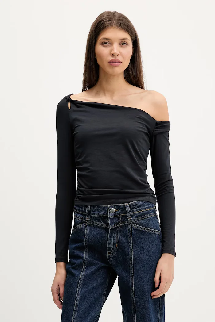 Abercrombie & Fitch Блуза с дълги ръкави дамска в черно KI139-5885-900