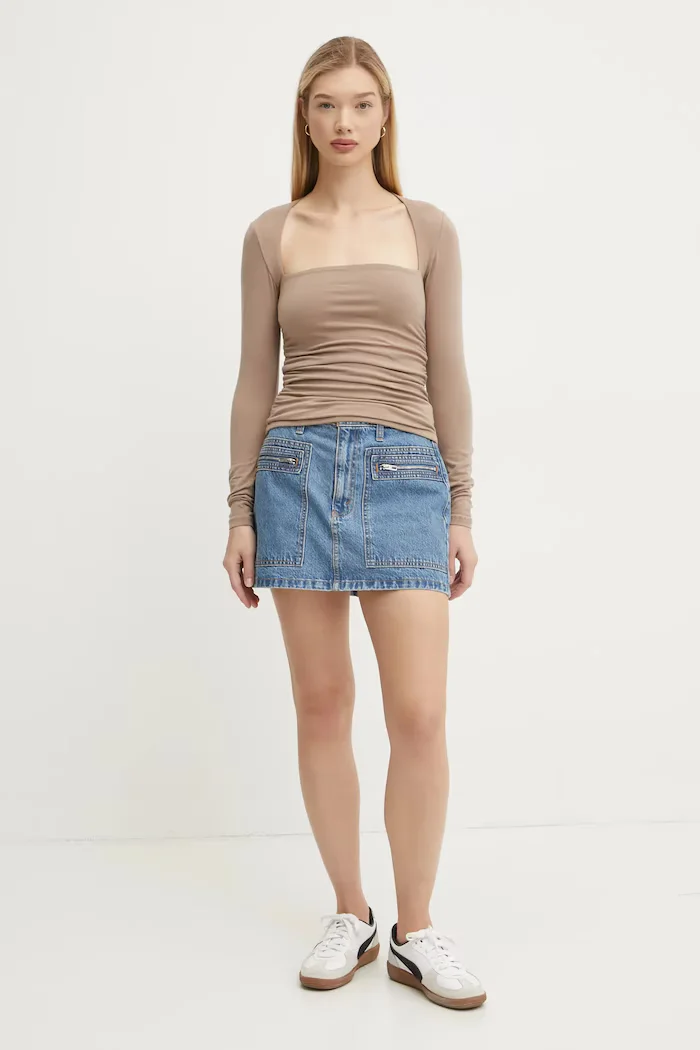 Abercrombie & Fitch Блуза с дълги ръкави в бежово KI139-4893