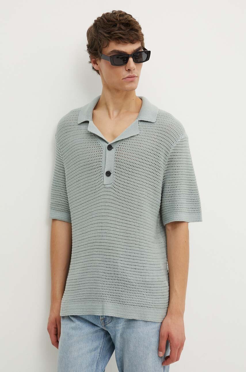 Abercrombie & Fitch Памучна тениска с яка