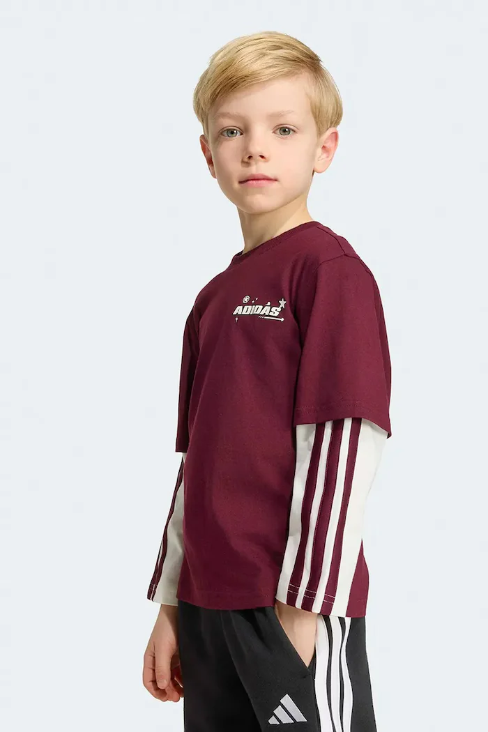 adidas блуза с дълги ръкави за деца от памук PIXAR TOY STORY бордо KG6133