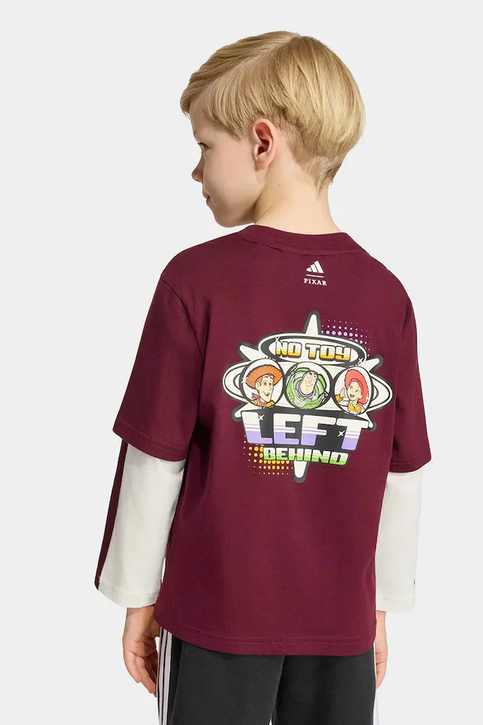 adidas блуза с дълги ръкави за деца от памук PIXAR TOY STORY бордо KG6133