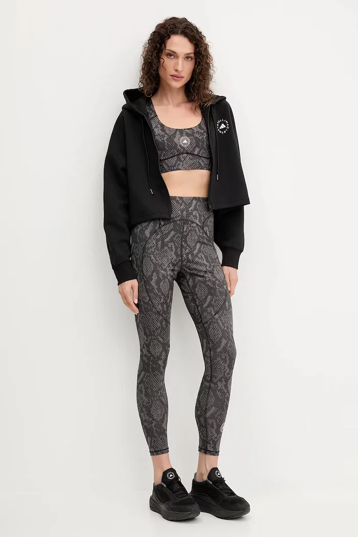adidas by Stella McCartney Спортен суичър в черно с качулка с изчистен дизайн JD8107