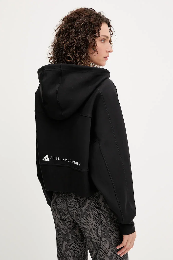 adidas by Stella McCartney Спортен суичър в черно с качулка с изчистен дизайн JD8107