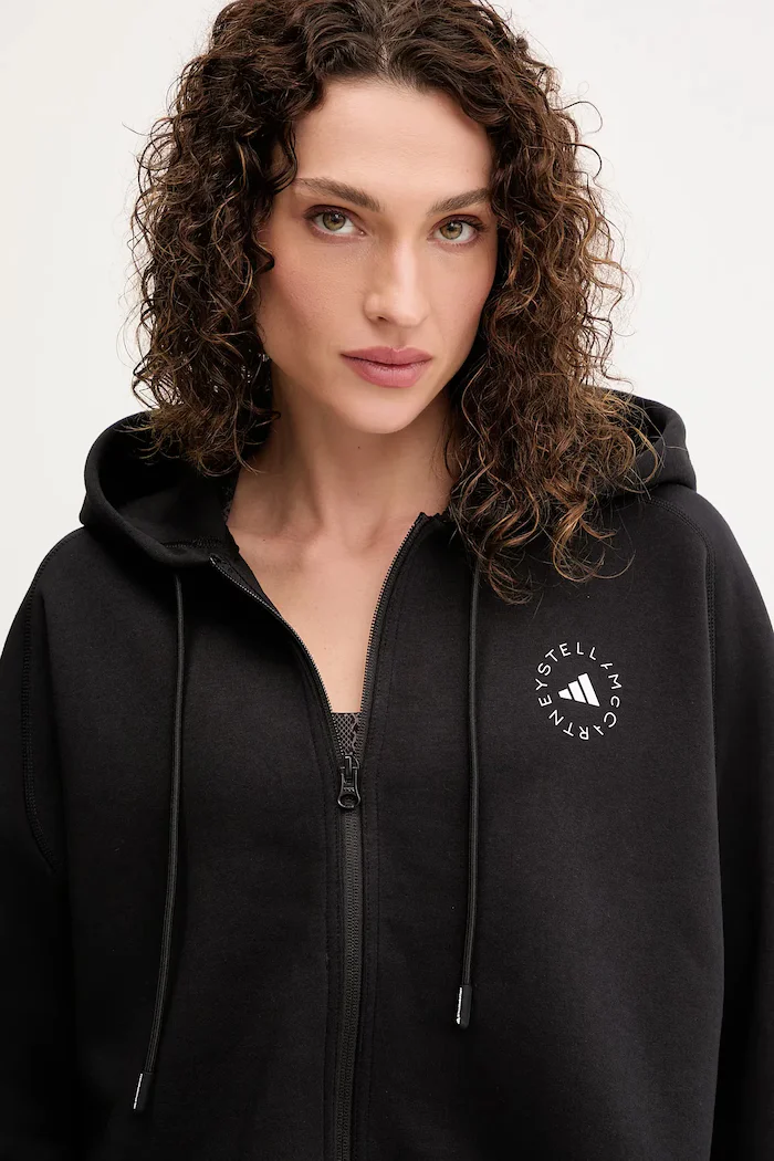 adidas by Stella McCartney Спортен суичър в черно с качулка с изчистен дизайн JD8107
