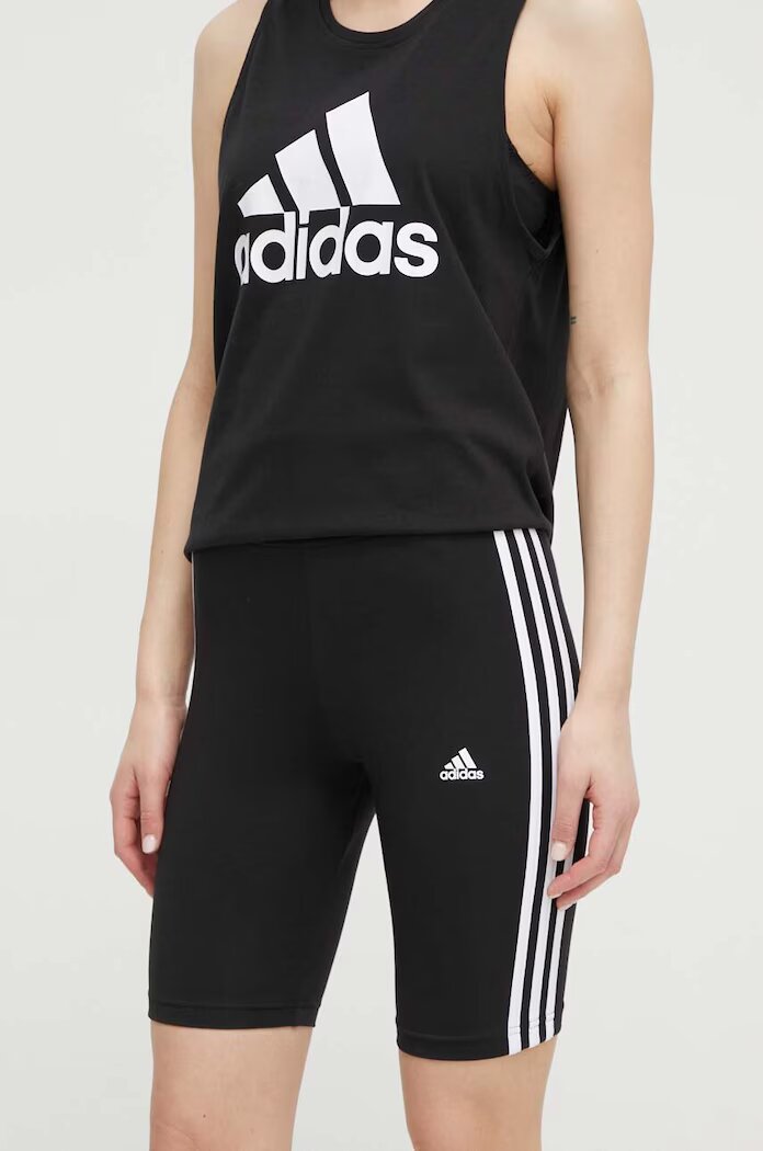 adidas Къс панталон GR3866 дамски в черно с апликация висока талия GR3866