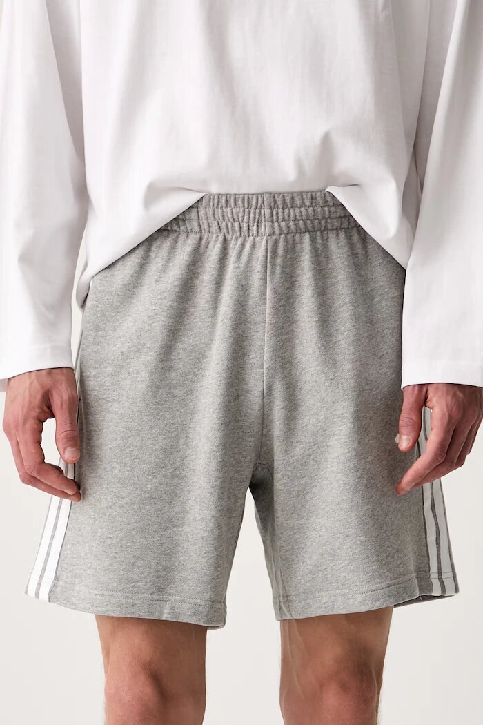 adidas къс панталон тип анцуг мъжки от памук Essentials сив със стандартна талия KY4179