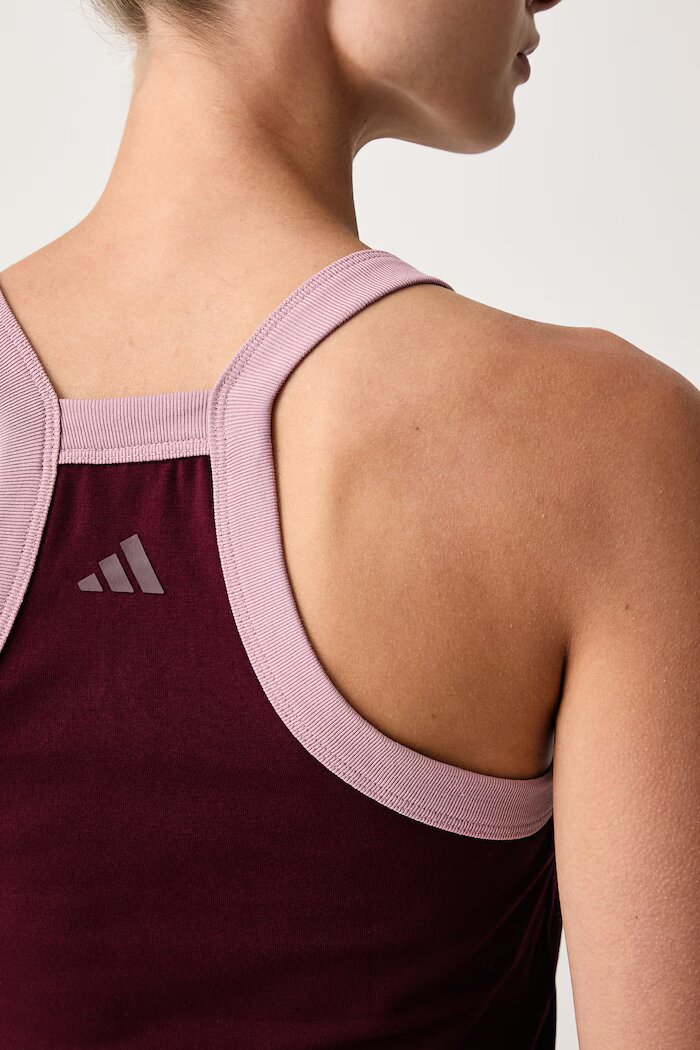 adidas къс топ дамски с памук Colorpop бордо KV6872