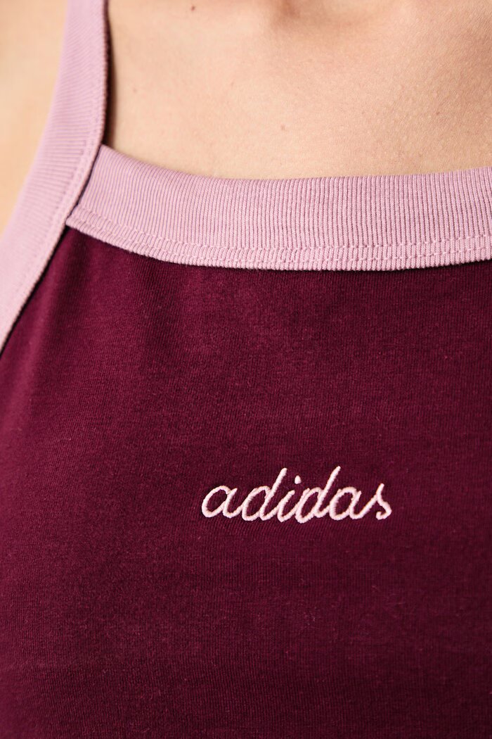 adidas къс топ дамски с памук Colorpop бордо KV6872