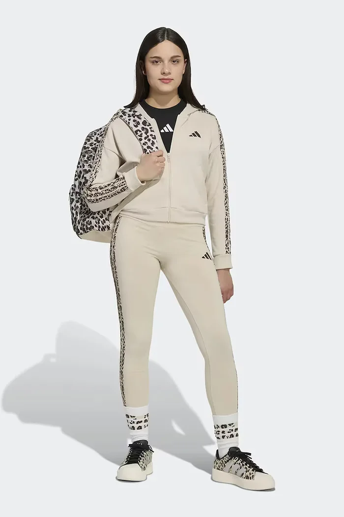 adidas клин за деца с памук бежов с висока талия KC7206
