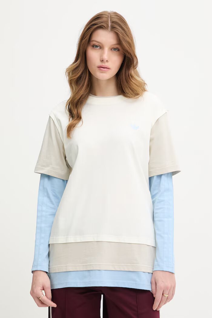 adidas Originals блуза с дълги ръкави дамска памучна бежова KV1179