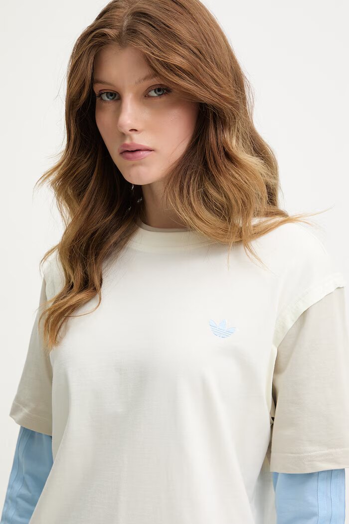 adidas Originals блуза с дълги ръкави дамска памучна бежова KV1179