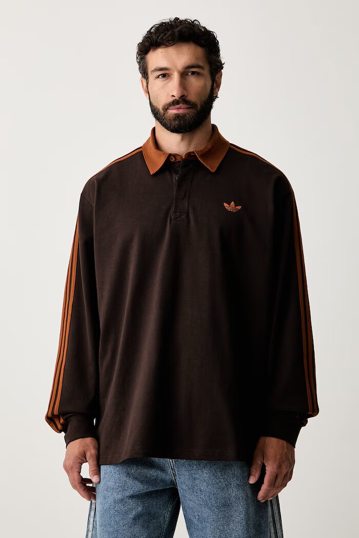 adidas Originals блуза с дълги ръкави мъжка от памук кафява KE4112