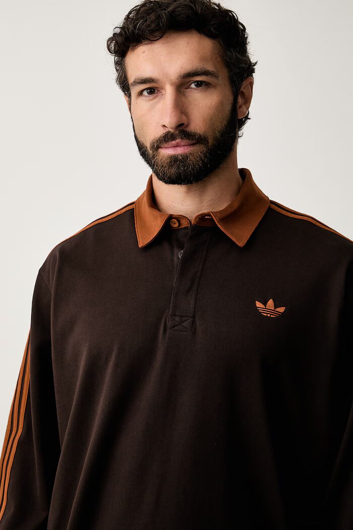adidas Originals блуза с дълги ръкави мъжка от памук кафява KE4112