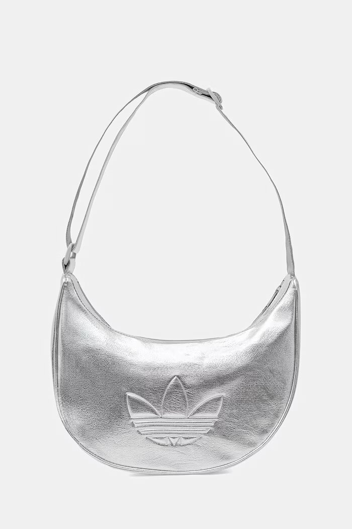 adidas Originals чанта тип хобо дамска от имитация на кожа Adicolor сребърна KR1562