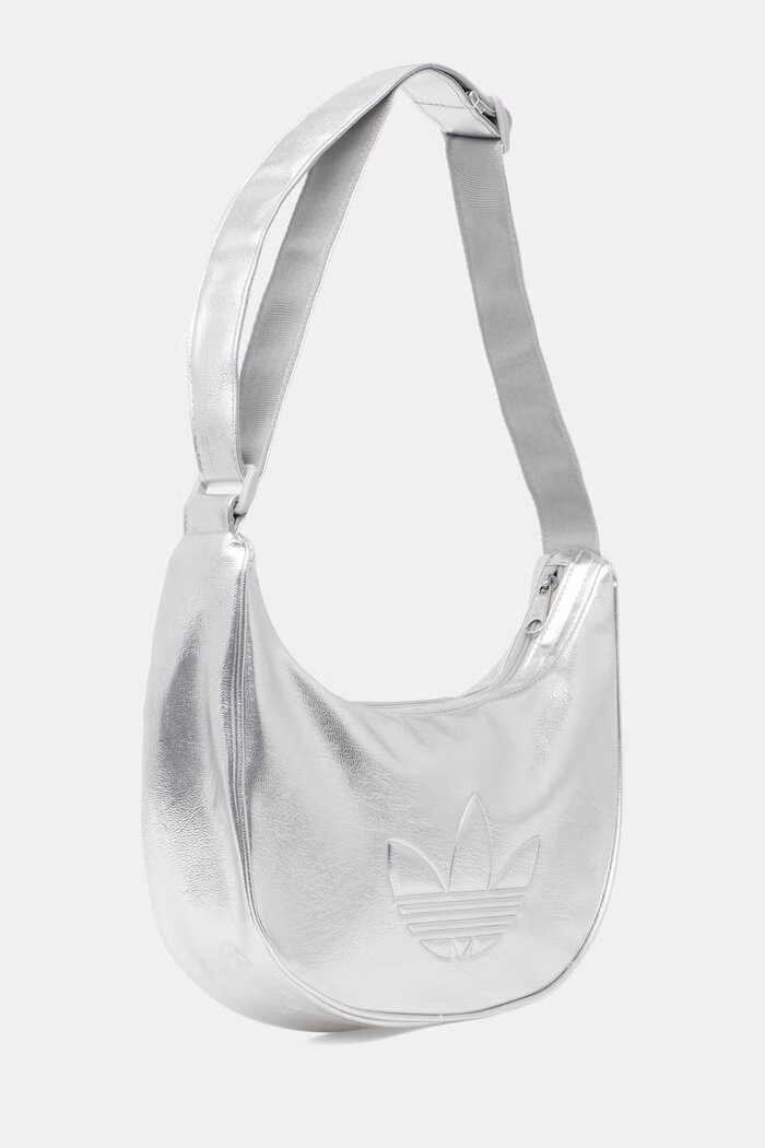 adidas Originals чанта тип хобо дамска от имитация на кожа Adicolor сребърна KR1562