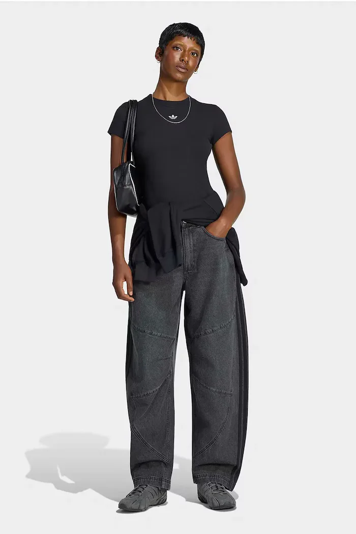adidas Originals дънки barrel дамски Denim Barrel черни LF3778