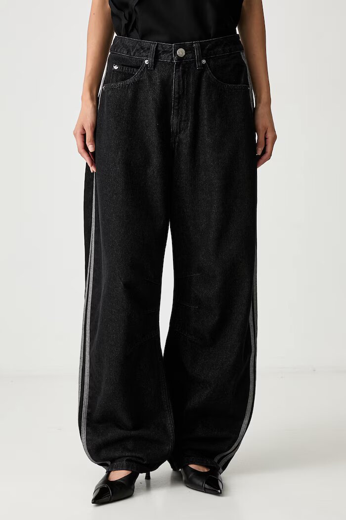 adidas Originals дънки дамски Barrel черни KQ6474
