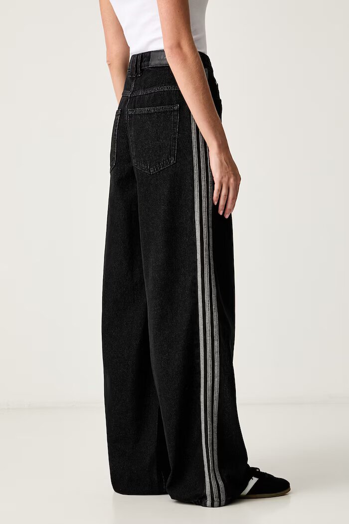 adidas Originals дънки wide leg дамски черни KQ6469