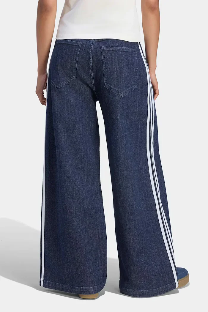 adidas Originals дънки wide leg дамски Denim Pleats сини LE8302