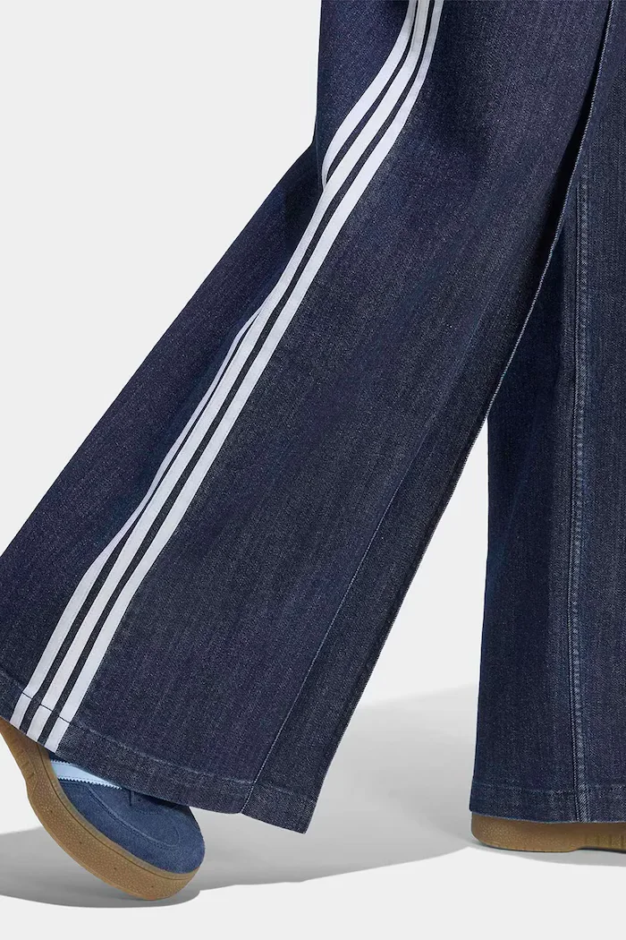 adidas Originals дънки wide leg дамски Denim Pleats сини LE8302