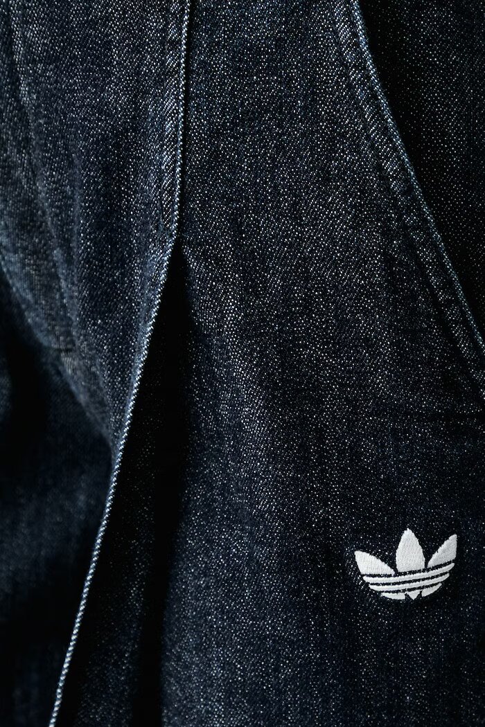 adidas Originals дънки wide leg дамски Denim Pleats сини LE8302