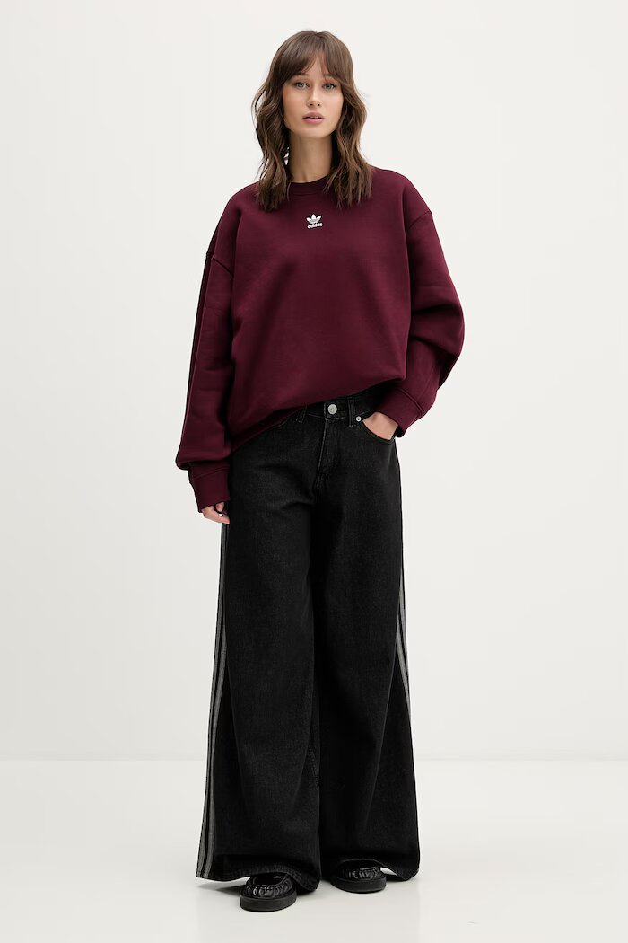 adidas Originals дънки wide leg дамски Firebird черни KD2905
