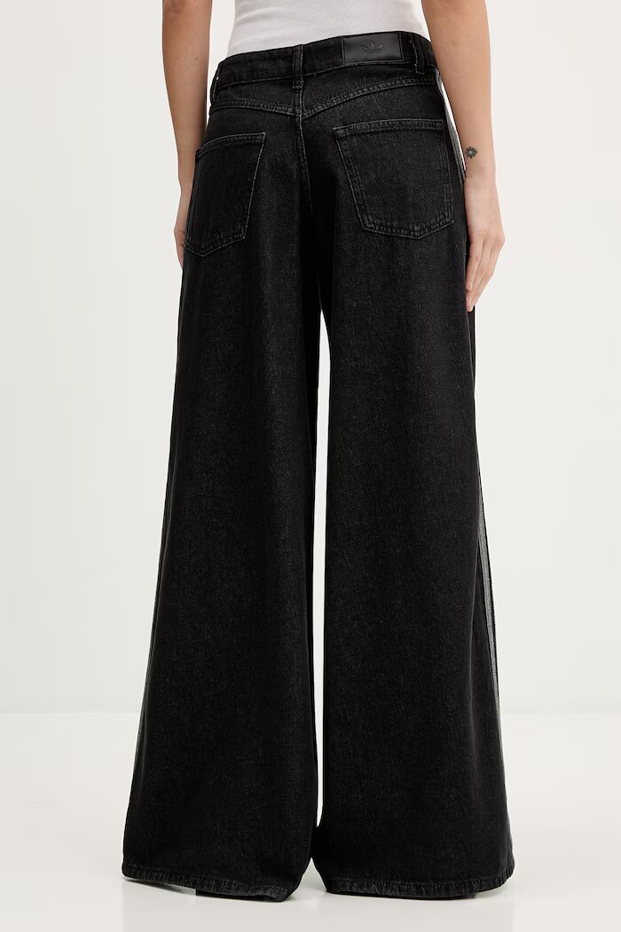 adidas Originals дънки wide leg дамски Firebird черни KD2905