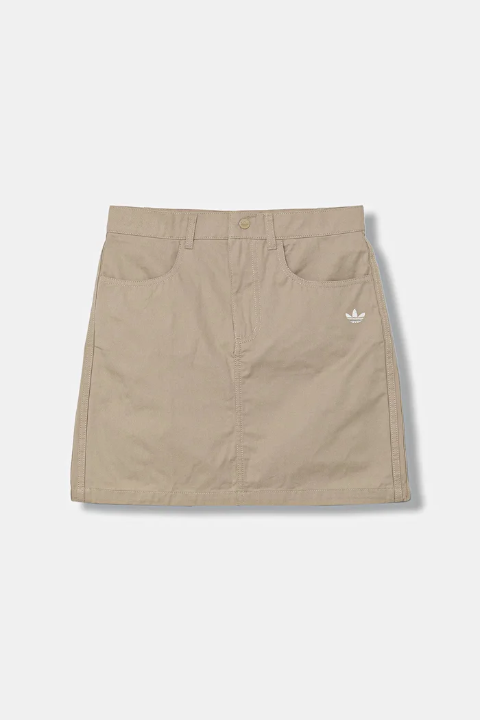 adidas Originals Детска памучна пола в бежово къса със стандартна кройка JY2747