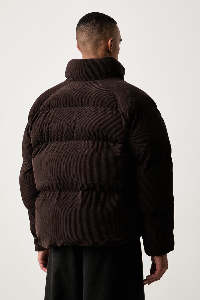 adidas Originals капитонирано яке мъжко от джинс Corduroy Puffer кафяво KS4159