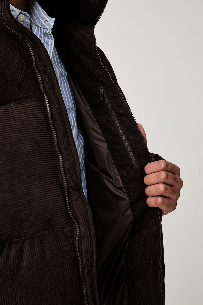 adidas Originals капитонирано яке мъжко от джинс Corduroy Puffer кафяво KS4159