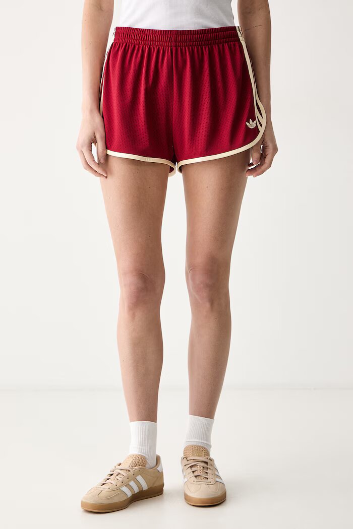 adidas Originals къс панталон тип анцуг дамски червен с висока талия KS9858